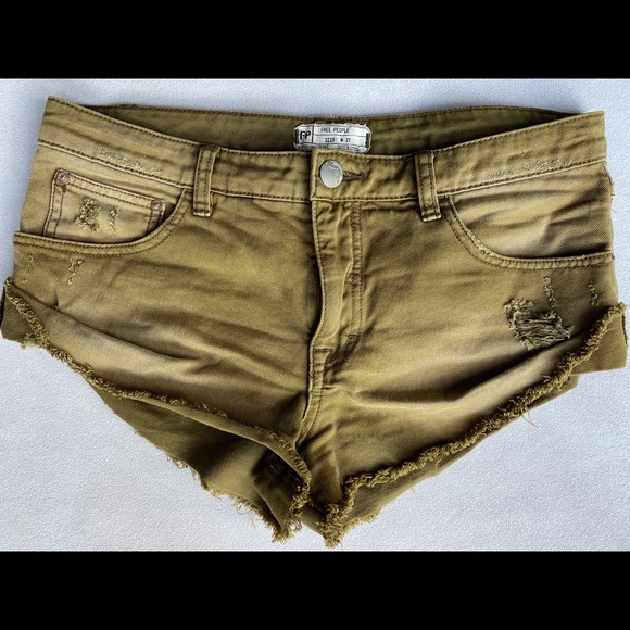 Free People Size 27 Olive Green Denim Shorts - Picture 2 of 5